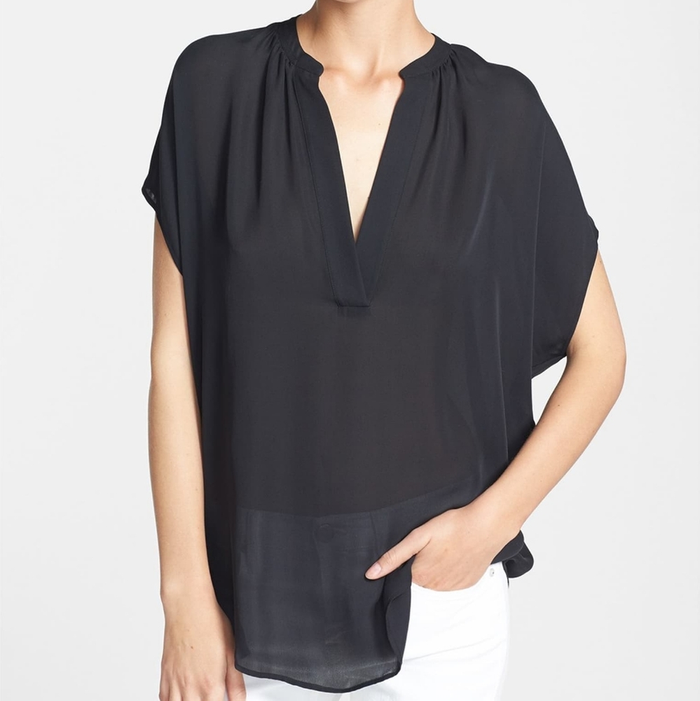 Vince black 'popover' silk blouse